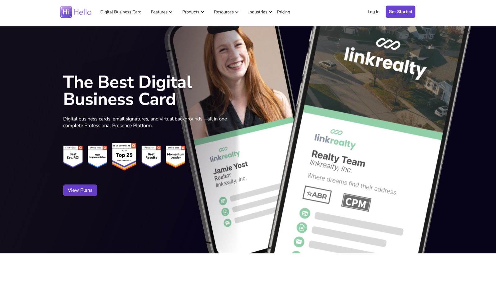 HiHello digital business card homepage